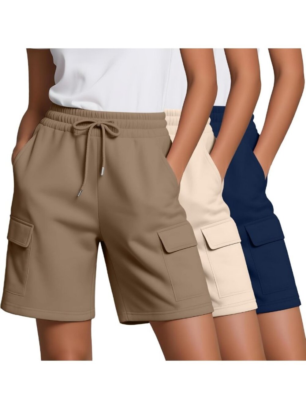 3 Pack Women's Bermuda Shorts - Comfortable, Stylish, 4 Pockets, Summer